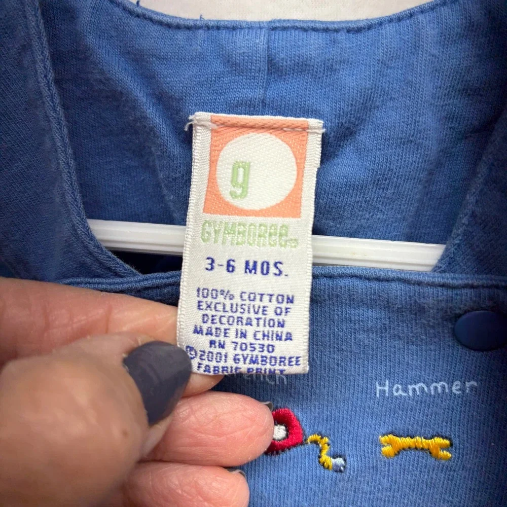 Gymboree Blue Tool Embroidered Cotton Baby Overalls 3-6‎ Months